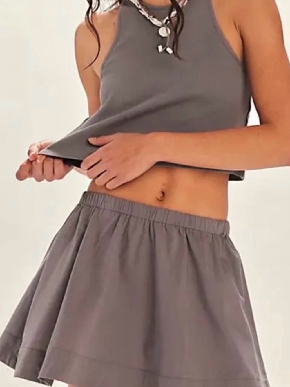 Free People Charcoal Gray Mini Skirt
